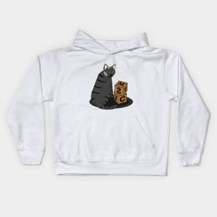 Funny black cat with cubes Kids Hoodie
